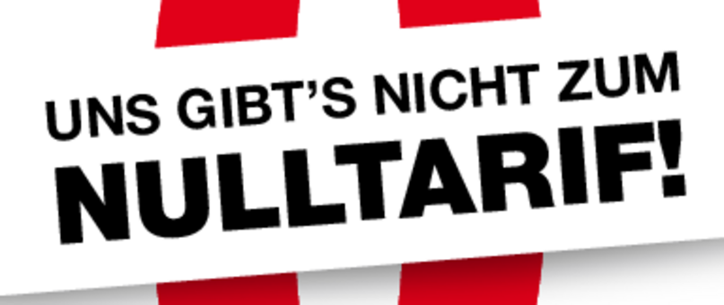 Eine rote Null, darüber die Aufschrift "Apotheken gibt's nicht zum Nulltarif!"